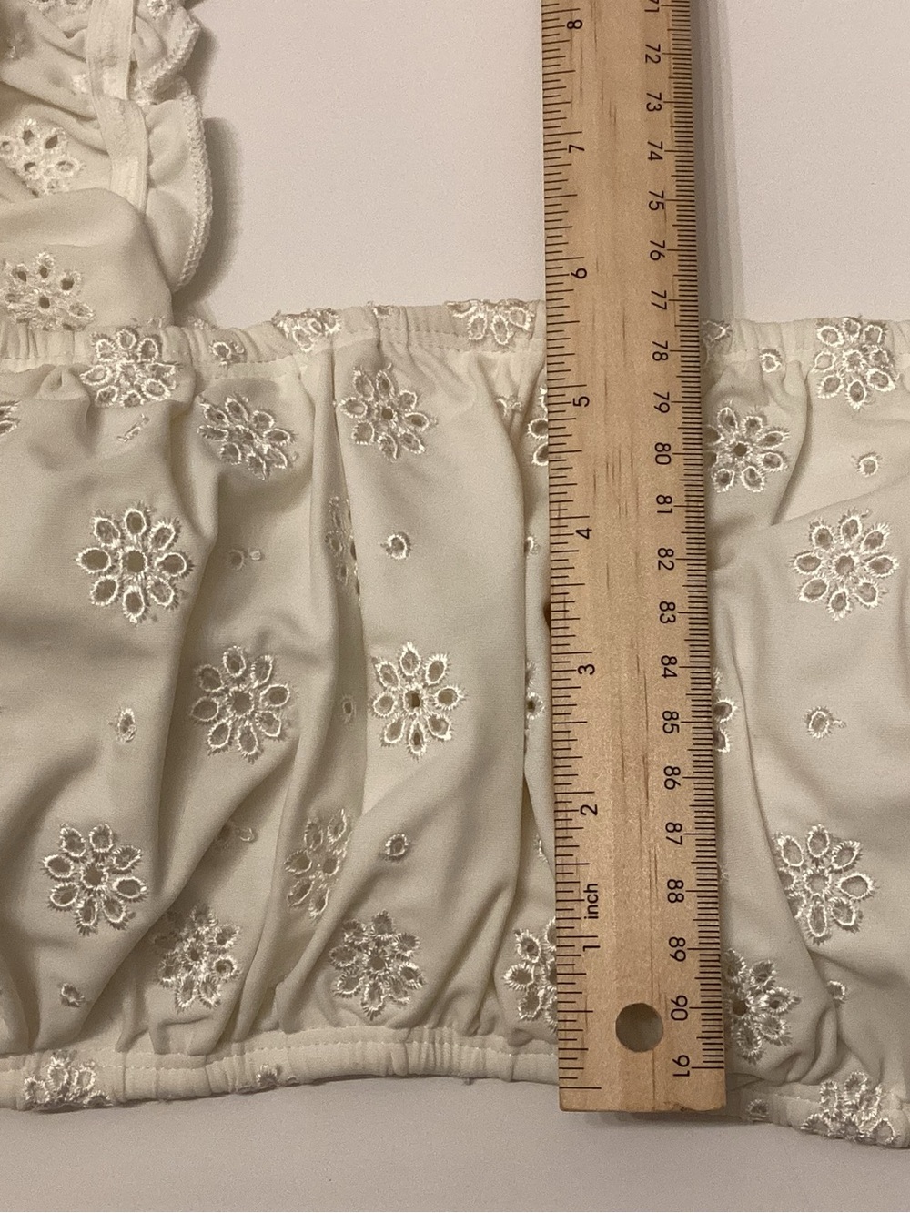 Target Cream Eyelet Ruffle-Trim Cropped Top - Picture 8 of 8
